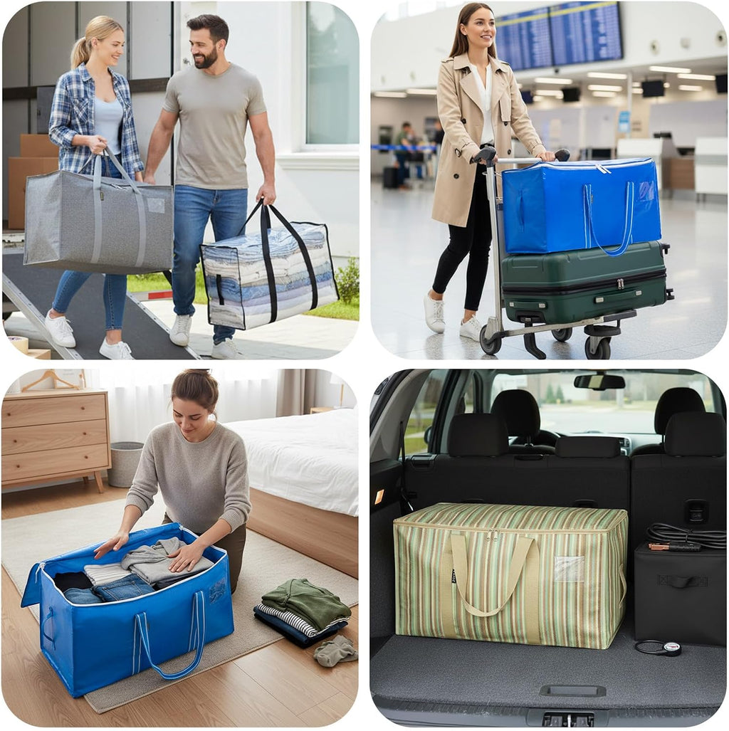 BALEINE Paquete de 6 bolsas de mudanza de gran tamaño con asas reforzadas, bolsa de almacenamiento resistente para ropa, suministros de mudanza (azul rey, paquete de 6)
