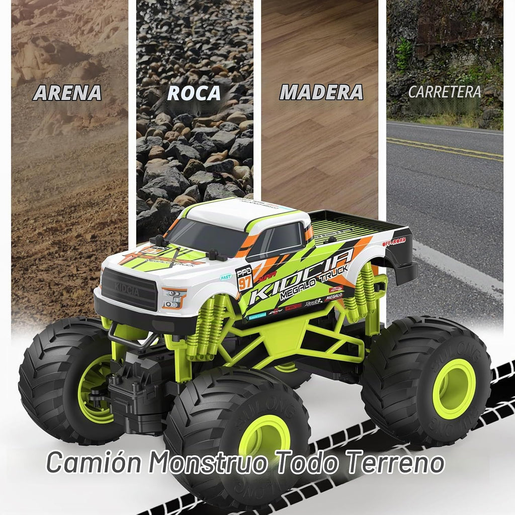 Auto a control remoto, juguete de camión monstruo de 20 KM/H para edades de 5 a 7 años, autos RC todo terreno a escala 1:16 para niños y niñas de 4 a 7 años, camión RC todoterreno de 2.4 GHz