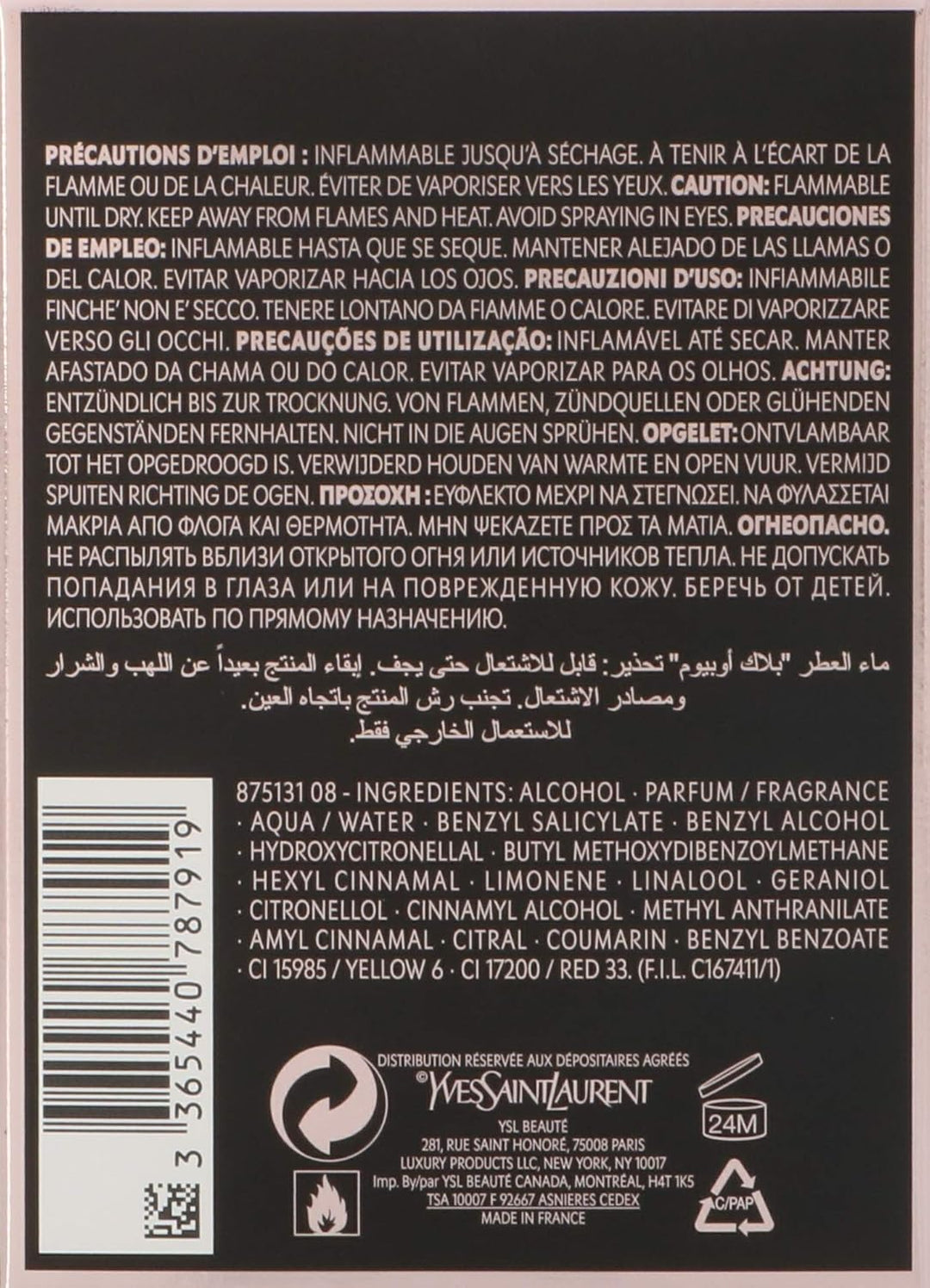 Yves Saint Laurent Eau De Parfum Spray para mujeres, Black Opium, 1...
