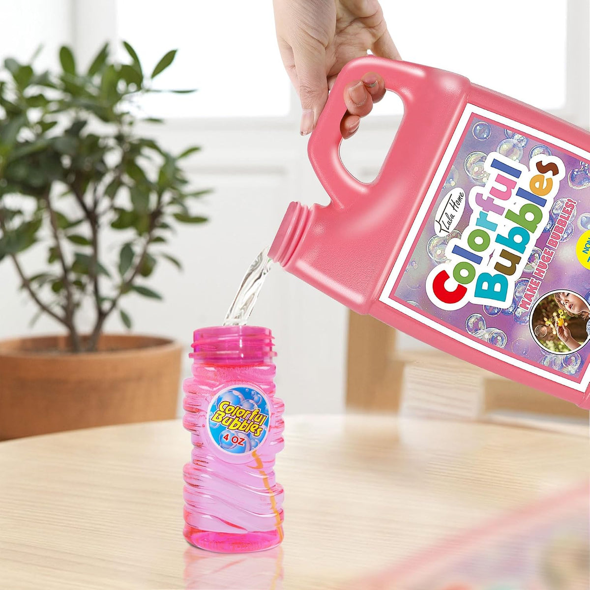 Lulu Home Solución concentrada de burbujas, 2 paquetes, 2 L, botella rosa