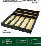 ROYAL CRAFT WOOD Organizador de cajones de cocina de bambú de lujo, organizador de cubiertos, soporte para utensilios y bandeja de cubiertos con separadores de cajones ranurados para cubiertos y