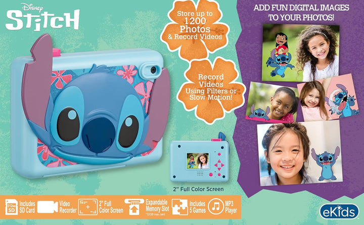 Disney Stitch - Cámara para niños con tarjeta SD, cámara digital pa...