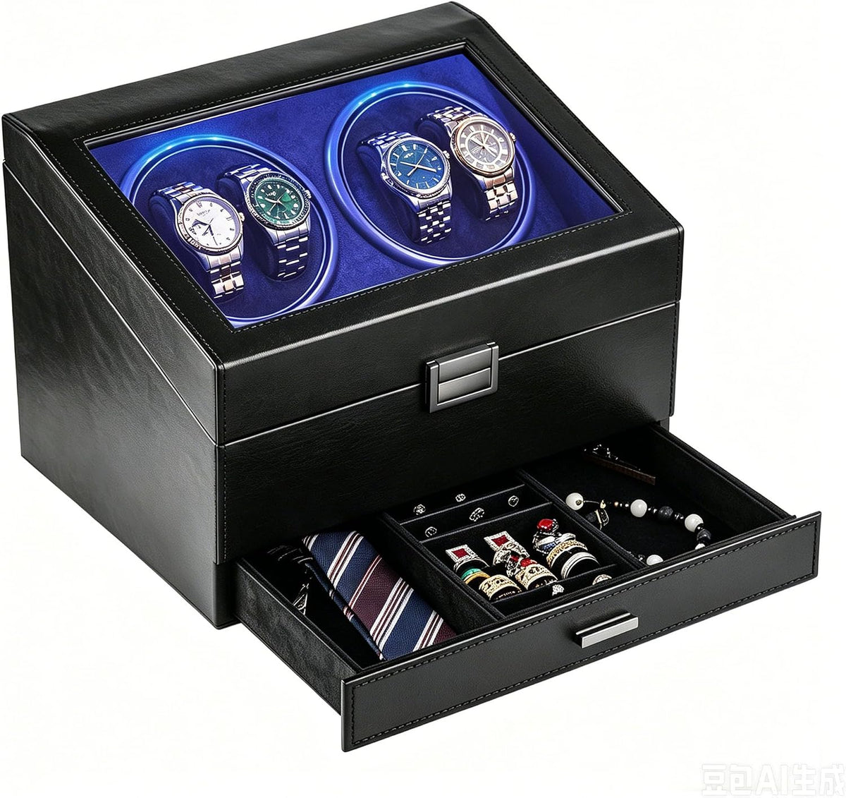 Bobinadoras de reloj para 4 relojes automáticos + almacenamiento de 6