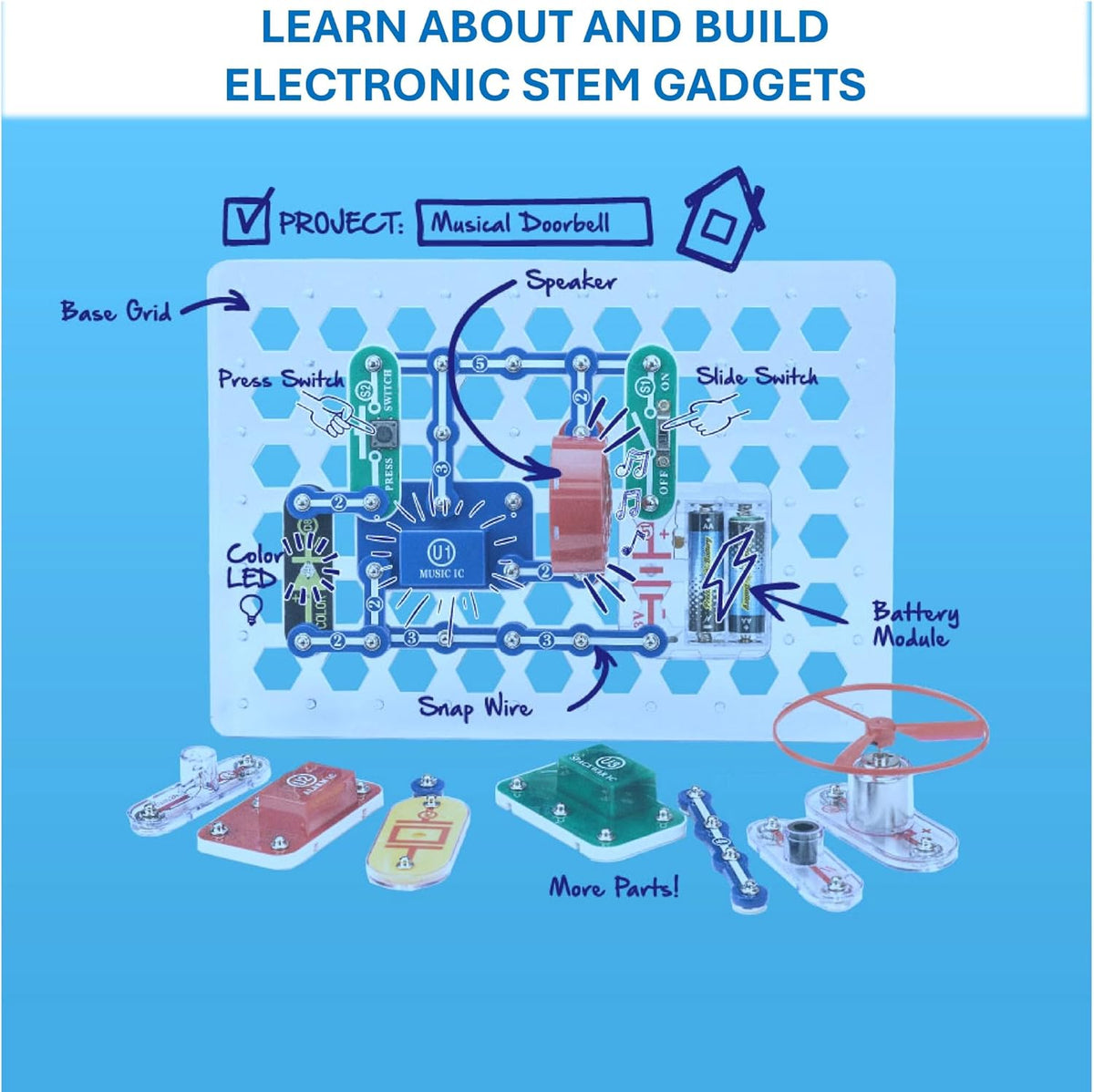 Kit para diseñar circuitos eléctricos Circuits Jr. SC-100, Negro