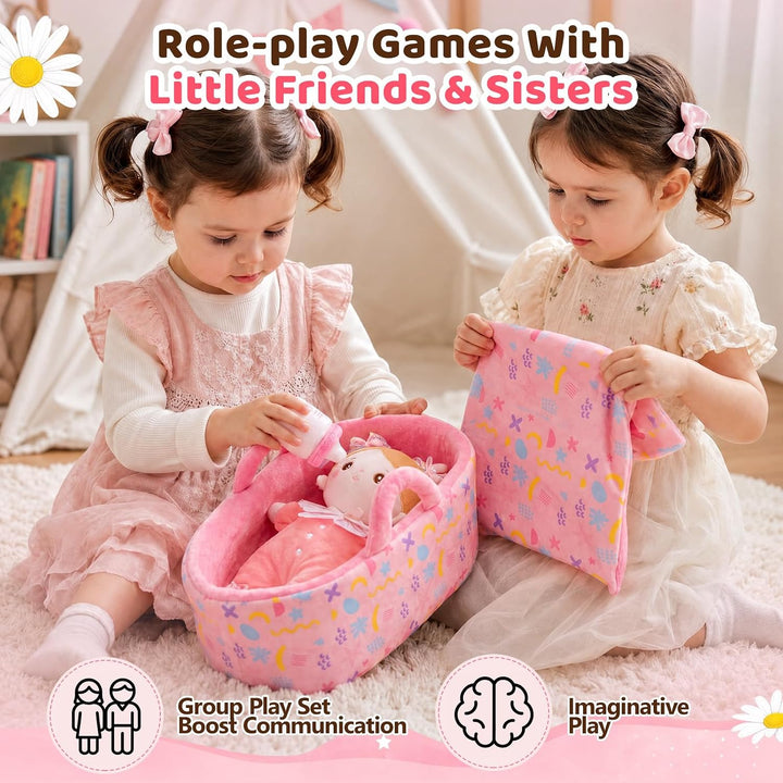 OUOZZZ - Set de muñeca de bebé suave para niñas, primera muñeca de...