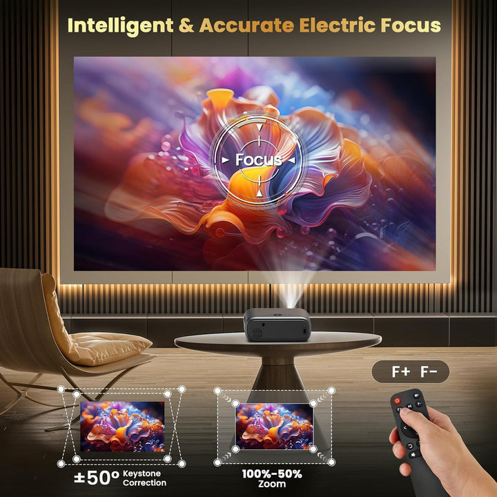 [Enfoque eléctrico\/alto brillo] Proyector FUDONI con WiFi y Blueto...