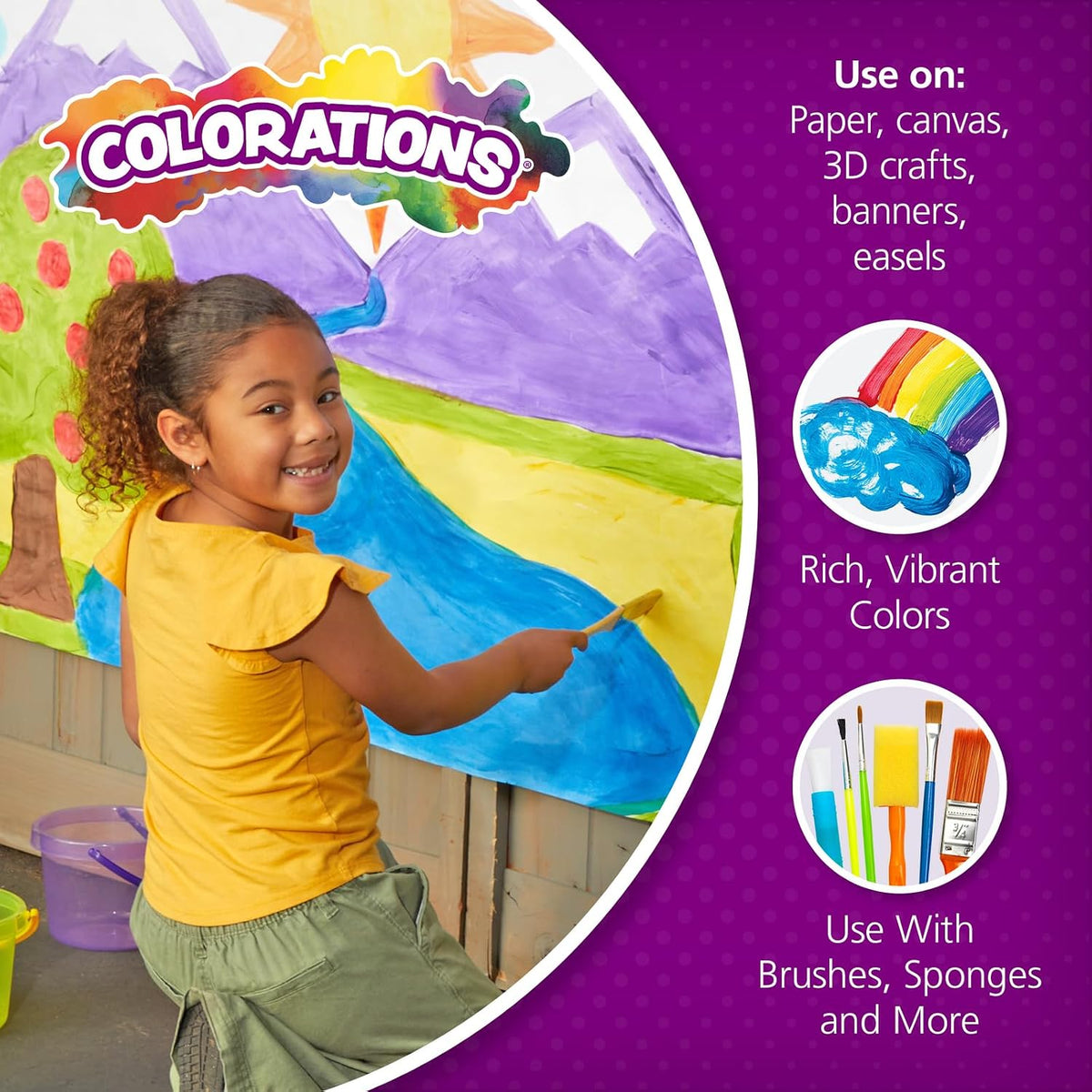 Colorations Pintura de témpera lavable sin parabenos para niños, botellas