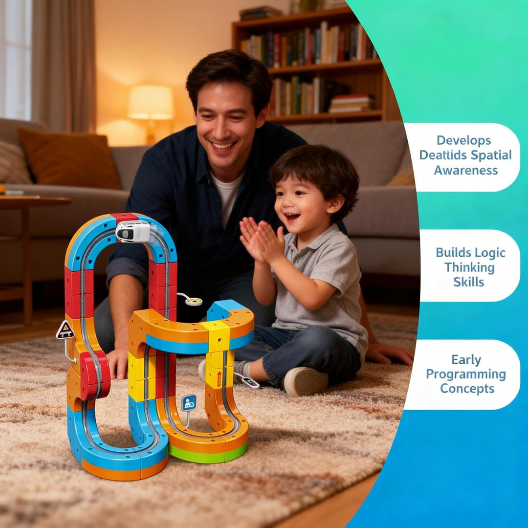 klick Rail - Juego de tren eléctrico 67 piezas 3D flexible