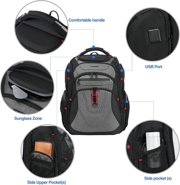 KROSER Mochila para laptop de viaje resistente al agua Mochila de d...