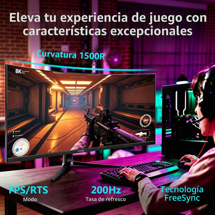 Z-Edge - Monitor curvo para juegos de 34 pulgadas, monitor de PC WQ...