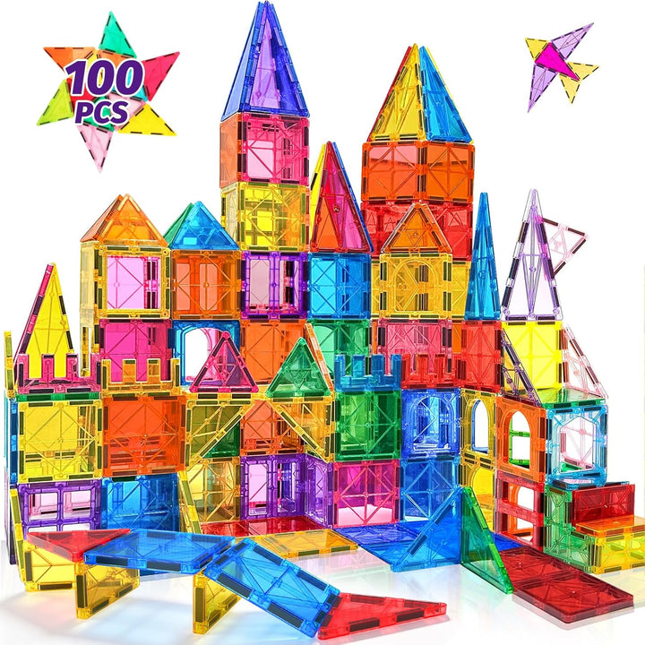 NVHH 100 bloques magnéticos de azulejos para niños de 3 a 5 4 a 8 a...