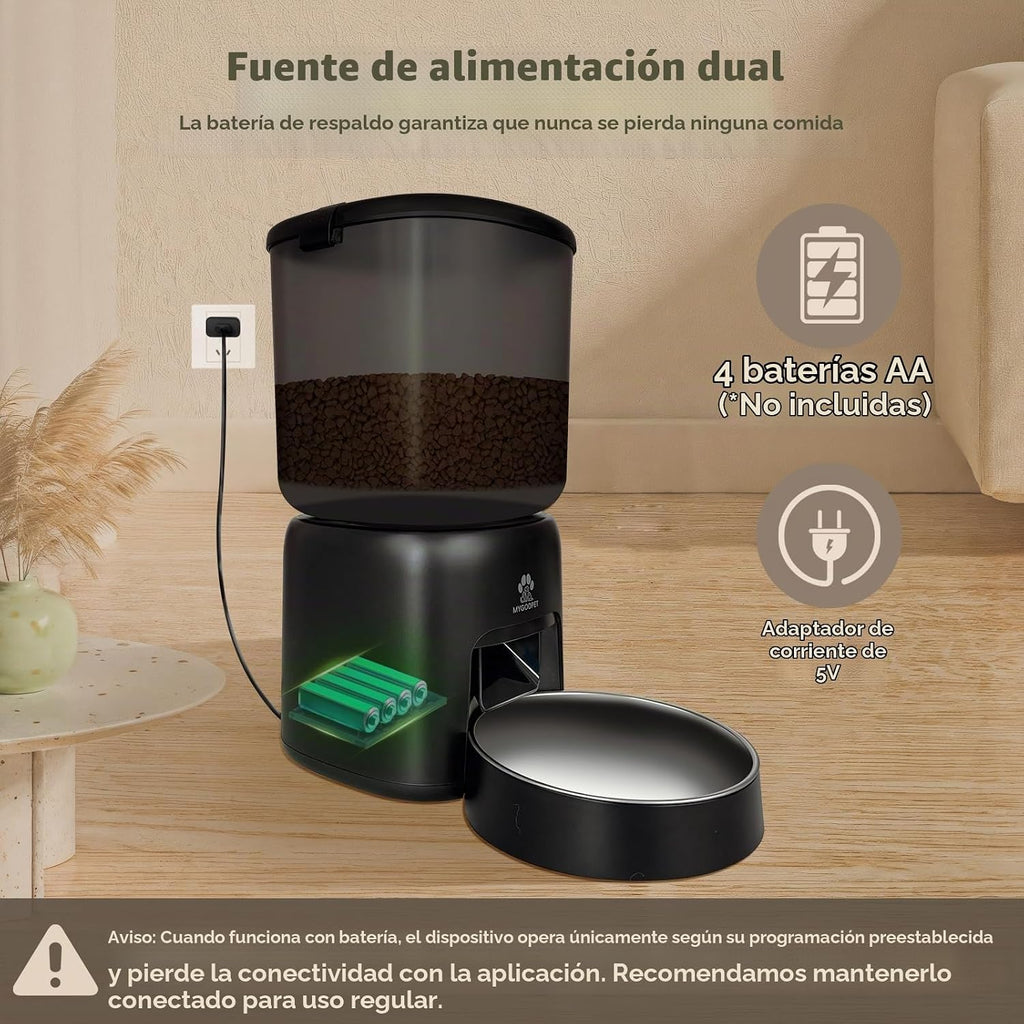 Alimentador automático para gatos, dispensador automático de alimentos para gatos 5G WiFi con bolsa desecante, alimentador para mascotas con temporizador de 5 litros con servicio de aplicación gratuito, porciones ajustables de hasta 1/12 taza, hasta 10