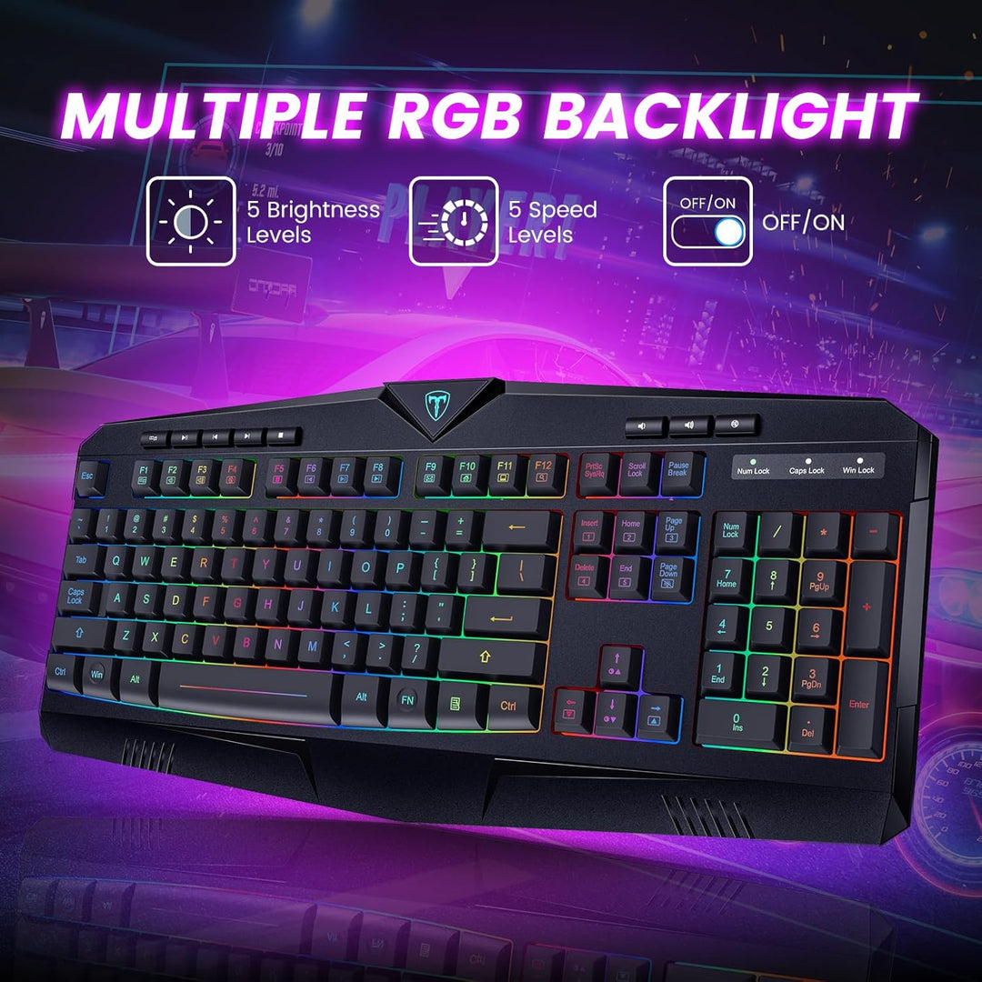 Dacoity Teclado inalámbrico, teclado inalámbrico recargable con ret...