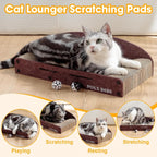 Rascador de sofá de 26 pulgadas, cartón pequeño para gatos con bolas de campana, tumbona duradera para gatos de interior, protector de muebles de arañazos para gatos con hierba gatera