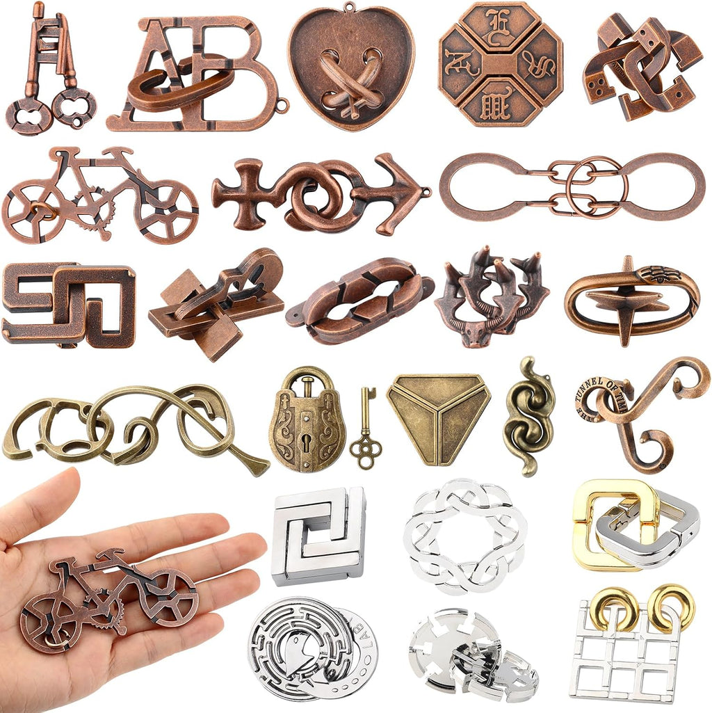 Juego de 36 rompecabezas de metal para el cerebro, rompecabezas de metal 3D para adultos, juego de desenredo de prueba de lógica de inteligencia, juegos entrelazados para desafío mental (estilo clásico)