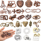 Juego de 36 rompecabezas de metal para el cerebro, rompecabezas de metal 3D para adultos, juego de desenredo de prueba de lógica de inteligencia, juegos entrelazados para desafío mental (estilo clásico)