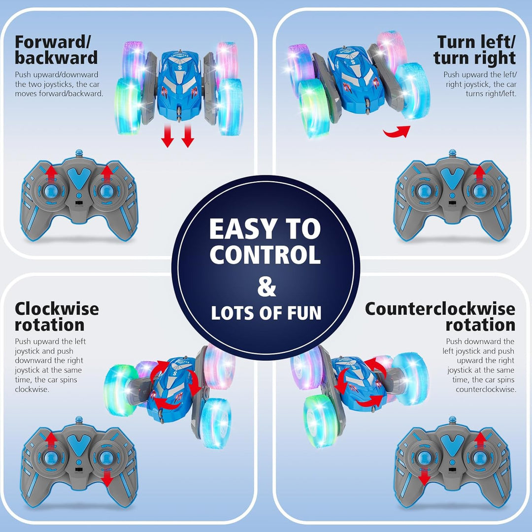 Amicool Auto a control remoto para niños de 6 a 12 años con luz int...
