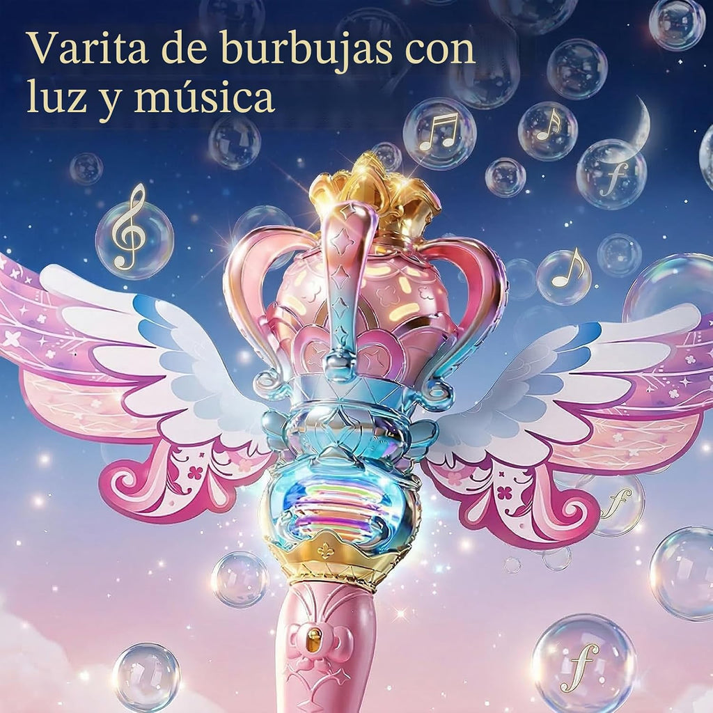 Uregoio - Varita giratoria de burbujas de princesa con luz para niñas (rosa)