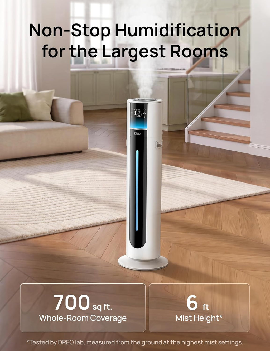 DREO Humidificador inteligente de 11 L, habitación grande, 700 pies
