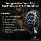 Smith & Wesson 357 Series Reloj táctico militar suizo de tritio H3, impermeable 20ATM para hombre, reloj de buceador de 45mm de campo con pantalla analógica, correa de goma, piezas suizas, movimiento