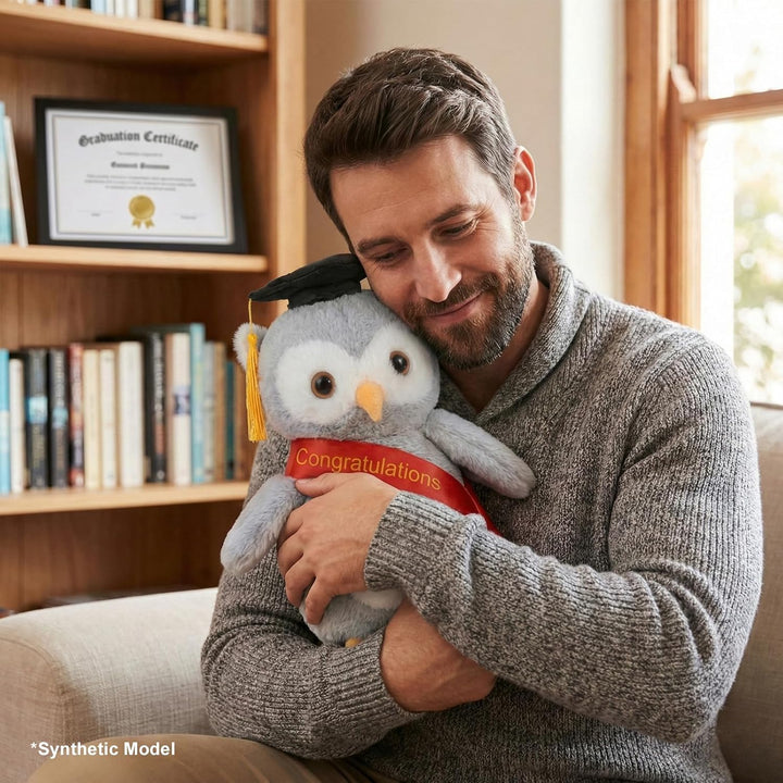 WEIGEDU Juguete de peluche de búho de graduación con birrete doctor...