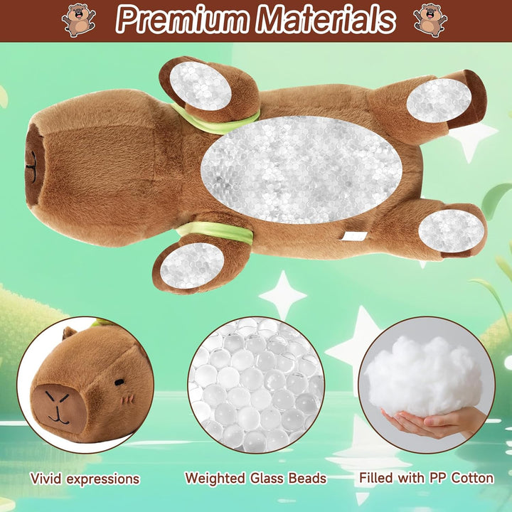 SQEQE - Peluche con peso de capibara con mochila de tortuga, juguet...