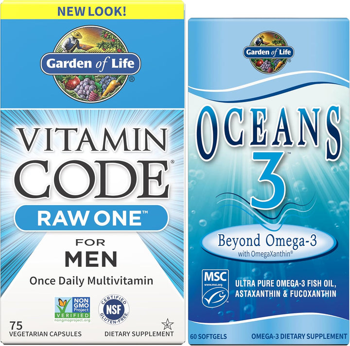 Garden of Life Paquete multivitamínico y Omega 3 para hombre \u2013...