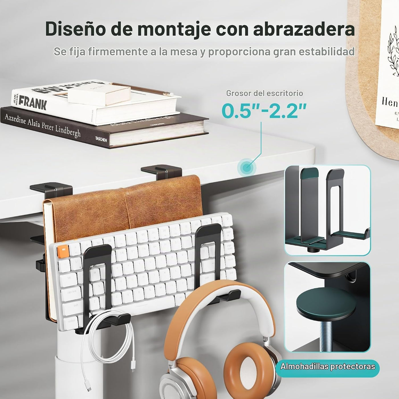 PEGZONE Soporte vertical para laptop con 2 ranuras para debajo del...