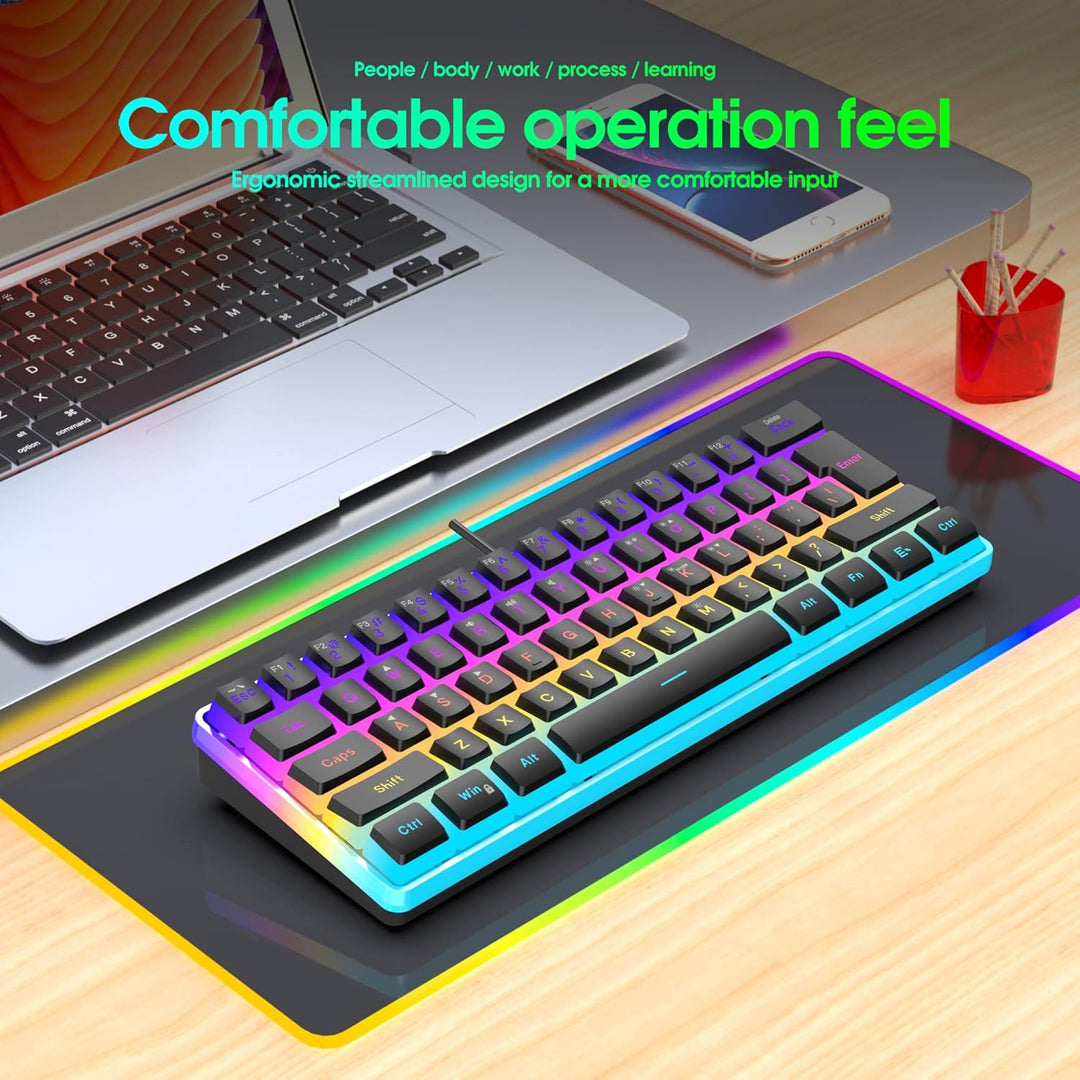 Snpurdiri Teclado para juegos con cable del 60%, Keycaps pudding co...