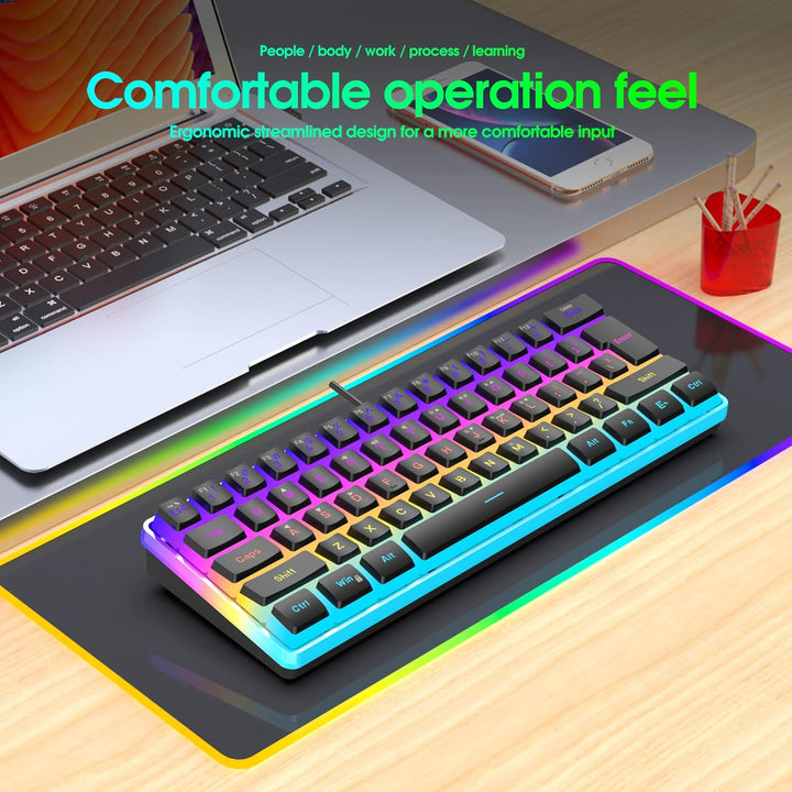 Snpurdiri Teclado para juegos con cable del 60%, Keycaps pudding co...