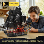 JMBricklayer negro Pirate Ship Model Building Set con Lights para Adults