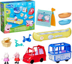 Peppa Pig Peppa's Travels: juego de aventura al aire libre, 2 figuras con mini coche y autobús, barcos, tienda de campaña y más, juguetes preescolares para niñas y niños mayores de 3 años
