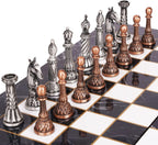 Juego de ajedrez de metal retro para adultos y niños – Tablero de ajedrez veteado con piezas de ajedrez – Juego de ajedrez de viaje con piezas de metal – Tablero de ajedrez plegable – Ideal para