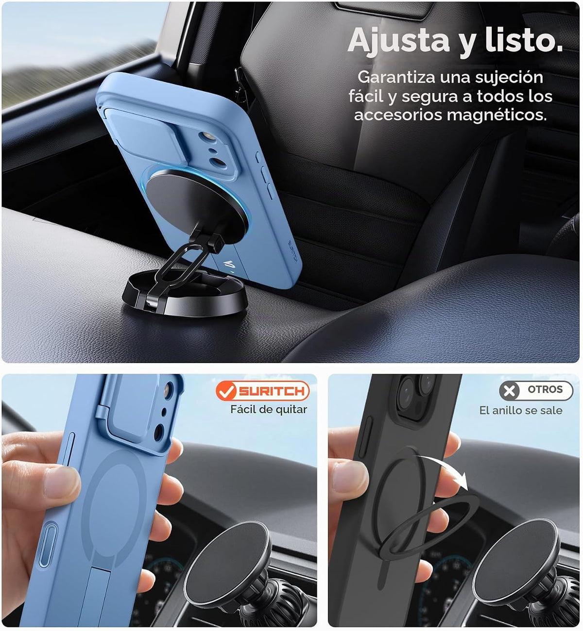 SURITCH para iPhone 18 Pro funda para MagSafe, Tapacámara, Azul Claro