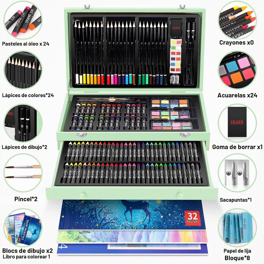 iBayam Set de arte de lujo de 150 unidades - Kit de dibujo, pintura y