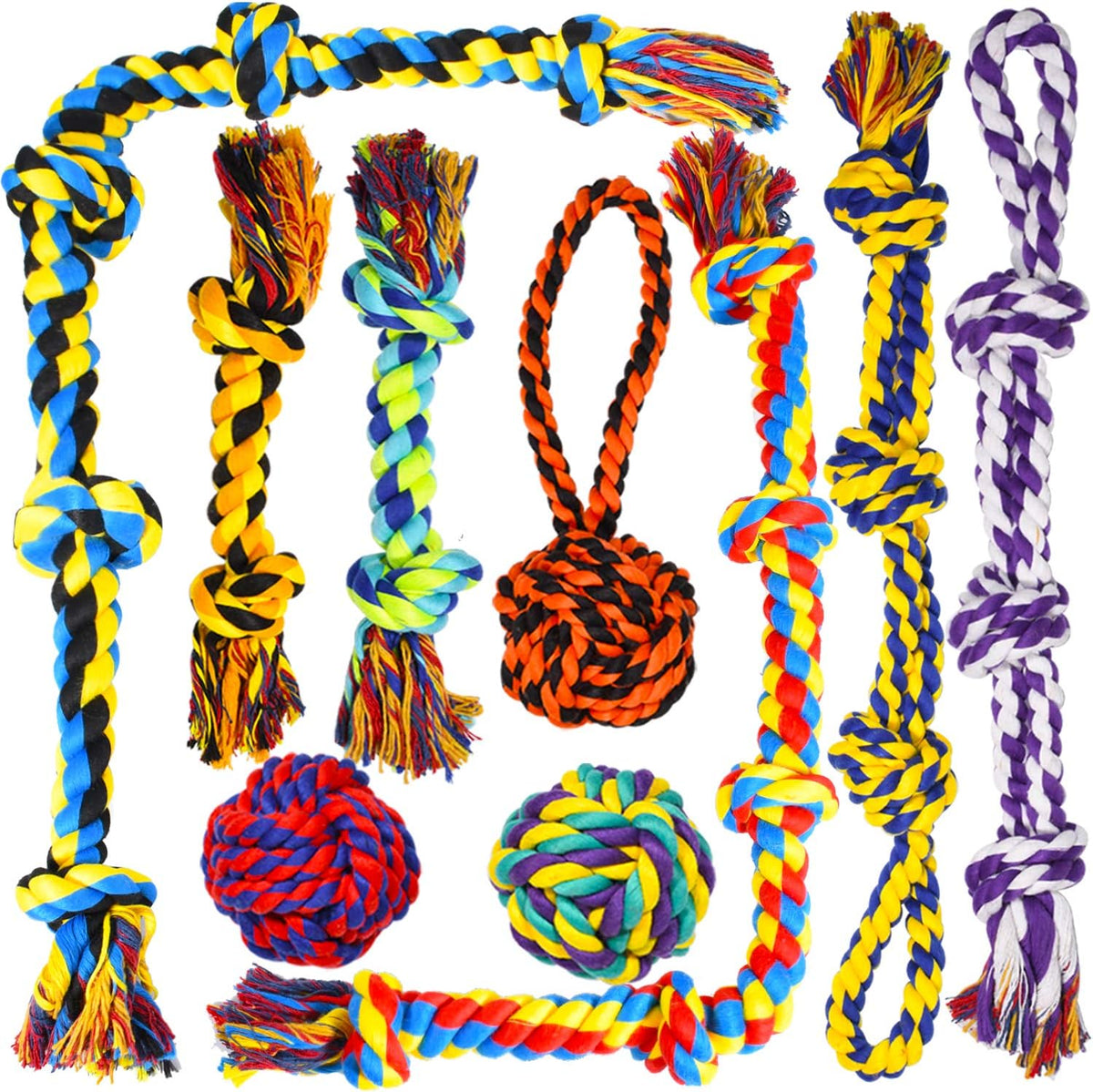 Large Tough Chew Toys para Aggressive Chewers, 9 Pack Dog Rope Toys