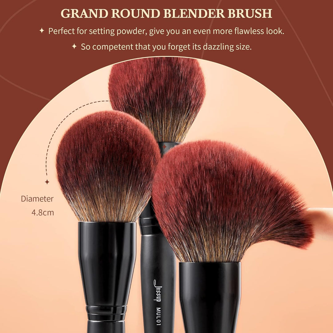 Jessup Pinceles de maquillaje de cara grande, 5 piezas, base sintét...