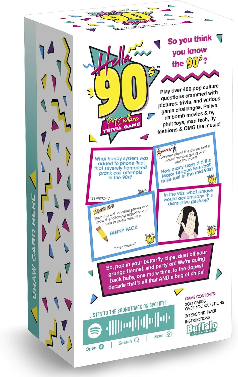 Buffalo Games Hella 90s Hip Hop Trivia Juego de cartas para adultos, 400
