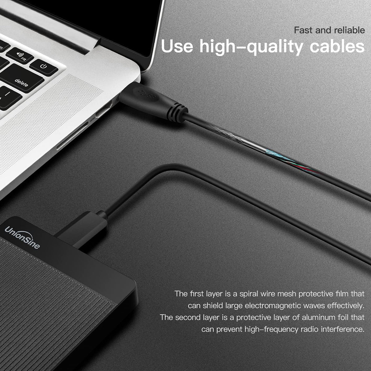 UnionSine - Disco duro externo portátil ultradelgado de 1 TB, HDD, USB 3.0 para PC, Mac, portátil, PS4, Xbox One, Xbox 360 - (Negro)
