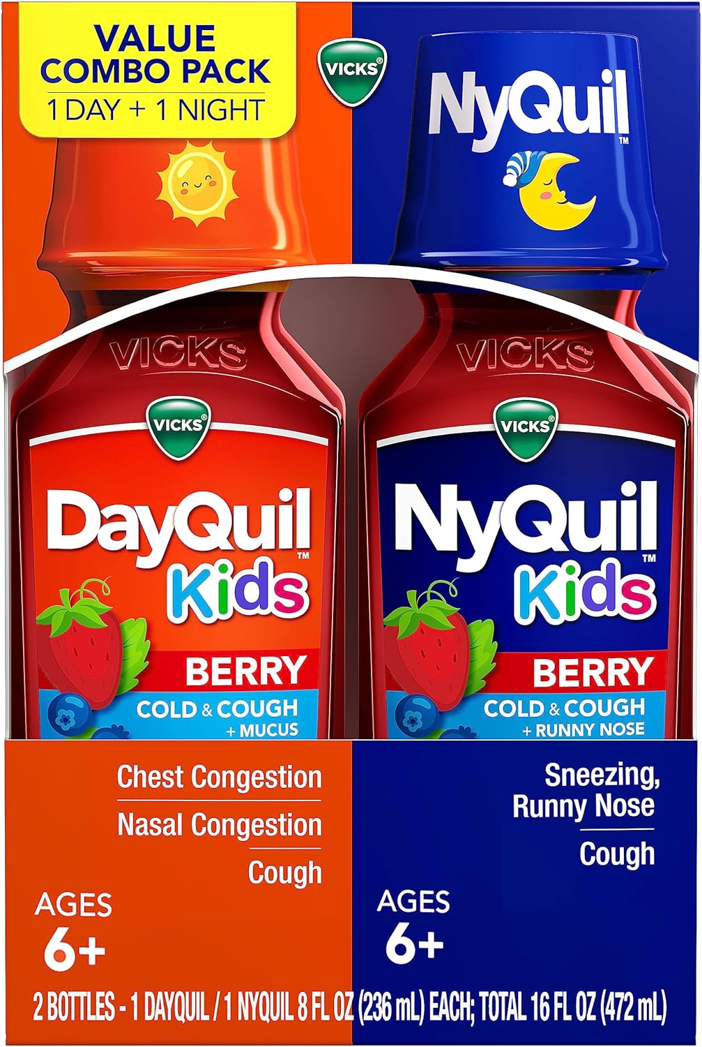 VICKS Kids DayQuil NyQuil Berry - Paquete de medicina