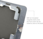 kwmobile Funda compatible con Barnes & Noble Nook Glowlight 4 / 4e - Funda de piel sintética con cierre magnético, soporte, correa, ranura para tarjetas, magnolias gris pardo/blanco/azul gris