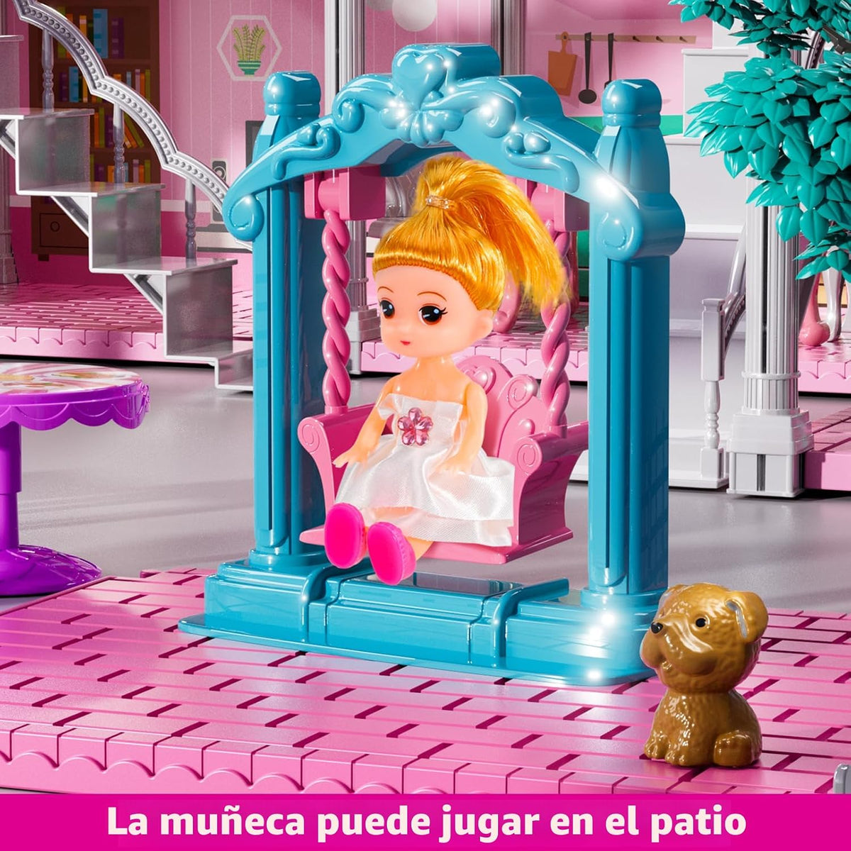 Villa de 4 Historias con 11 Habitaciones para Niñas de 3 a 8 Años - 11 Habitaciones, 2 Muñecas