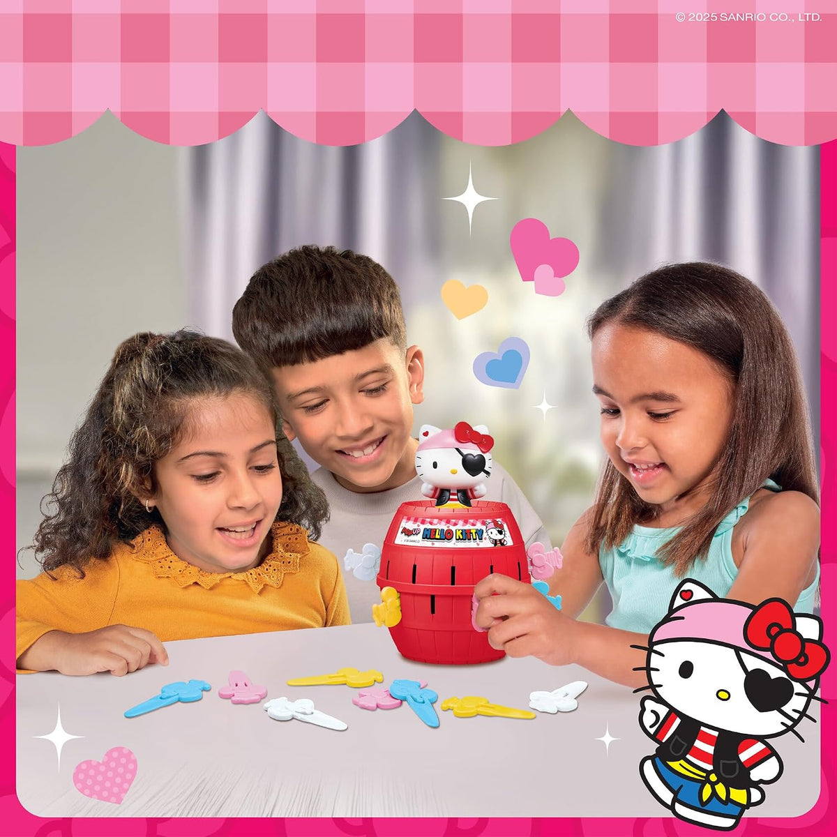 TOMY Pop Up Hello Kitty Game - Juego de acción familiar - 2-4 jugadores
