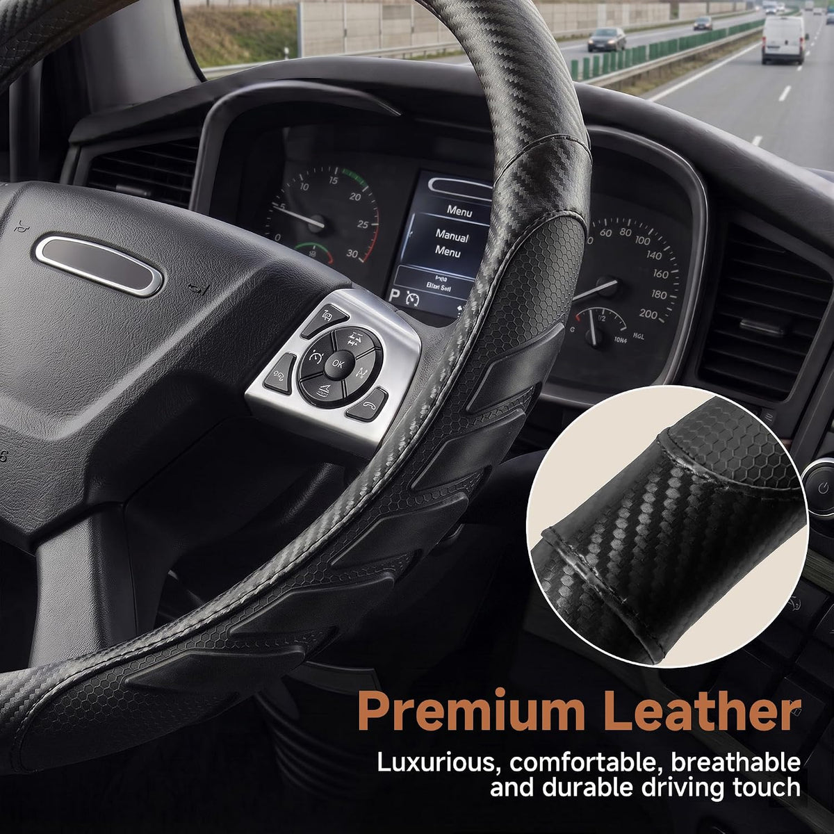 West Llama Funda para volante de semircamión, ajuste universal para volantes grandes de 17.5 a 18 pulgadas para RV, plataforma grande, 18 ruedas, camiones comerciales y autobuses (tamaño extra grande)
