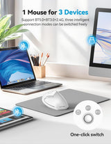 TECKNET Ratón Ergonómico, Ratones Verticales Recargables 2.4G+Bluet...