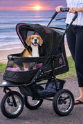 Pet Gear NV - Cochecito para mascotas sin cremallera para gatos y perros, entrada sin cremallera, fácil de plegar con una sola mano, neumáticos rellenos de gel, almohadilla de felpa + funda para clima