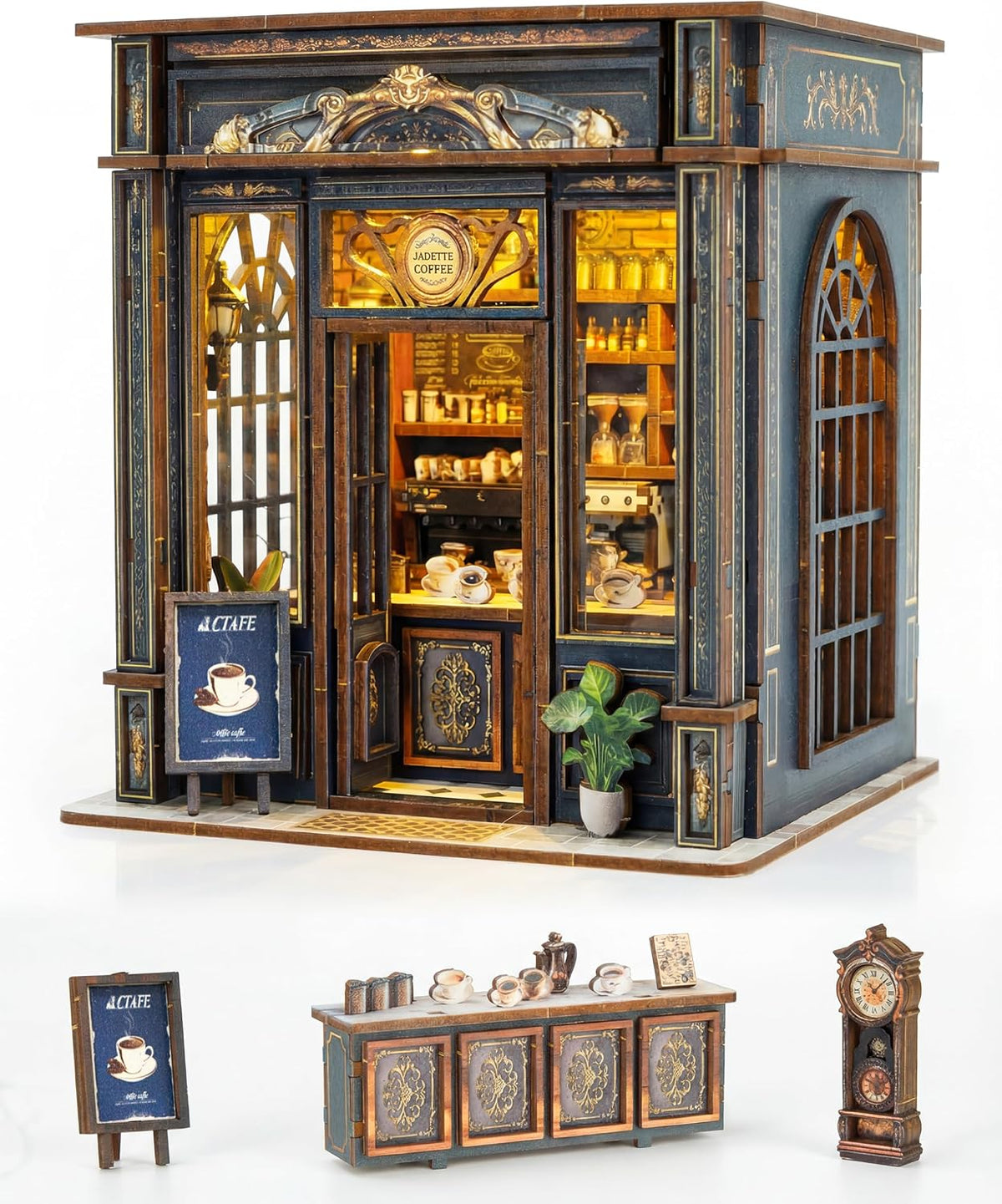 Kit de rincón de libros para cafetería con luz, inserto medieval