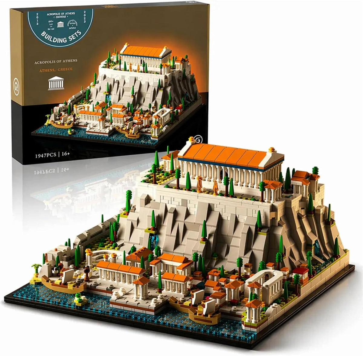 Givenni Architecture La Acrópolis en Atenas - Juego de construcción para adultos; modelo coleccionable para adultos; kit de construcción de modelos para decoración del hogar, actividad creativa de bricolaje, colección famosa de monumentos (1947 piezas)
