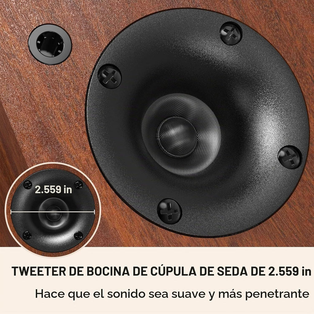Saiyin – Altavoces Bluetooth para estantería de libros, bocina de monitor de estudio con woofer de 5.2 pulgadas, tweeter de cuerno y entradas ópticas RCA, salida de línea de subwoofer para tocadiscos.