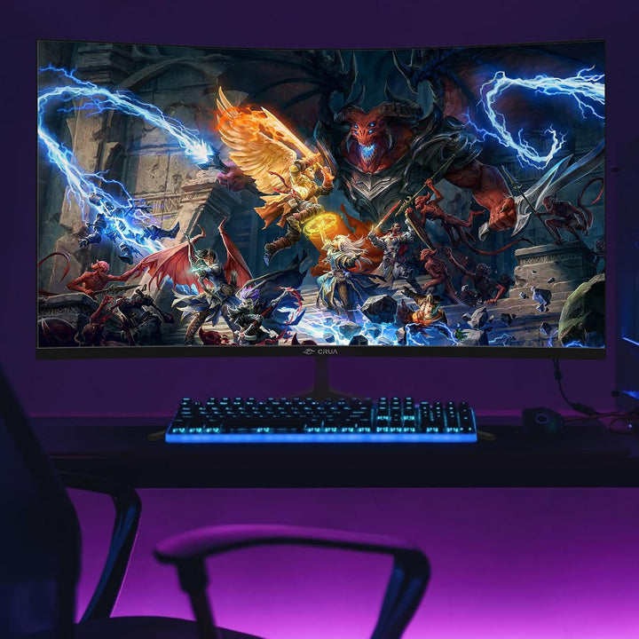 CRUA Monitor curvo FHD 200Hz para juegos de 32 pulgadas, 1800R, AMD...